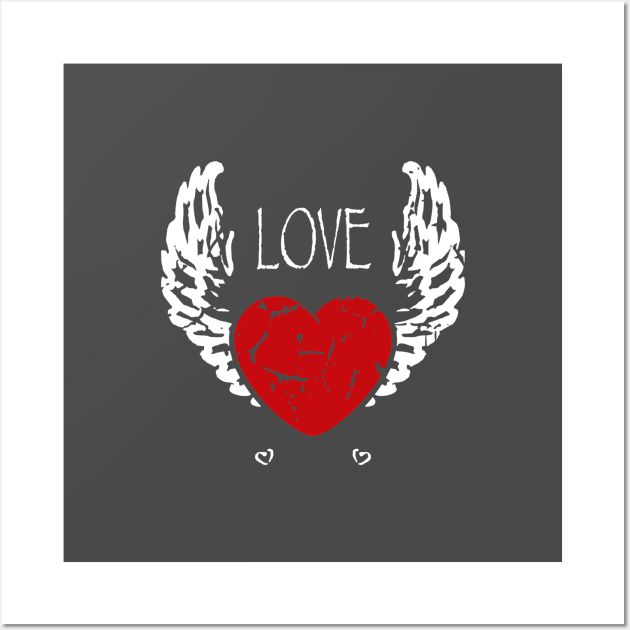 Angel Wings Love Heart Wall Art by Yule